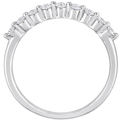 Stella Grace Platinum Over Silver 1/3 Carat T.W. Lab-Grown Diamond Semi-Eternity Ring