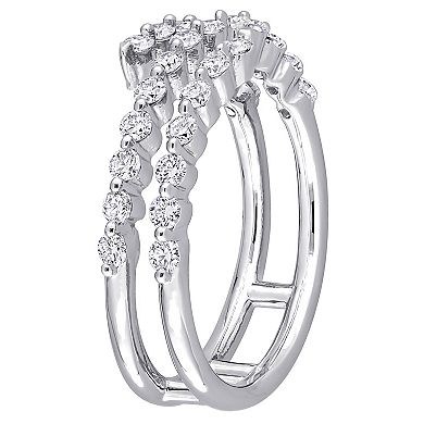 Stella Grace Platinum Over Sterling Silver 5/8 Carat T.W. Lab-Grown Diamond Swirl Ring