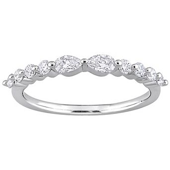 Stella Grace Platinum Over Sterling Silver 5/8 Carat T.W. Lab-Grown Diamond Stackable Ring