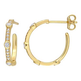 Stella Grace 18k Gold Over Sterling Silver 2/5 Carat T.W. Lab-Grown Diamond Hoop Earrings