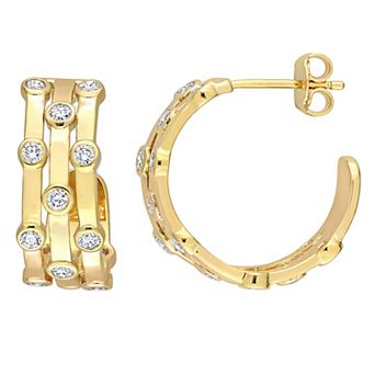 Stella Grace 18k Gold Over Sterling Silver 7/8 Carat T.W. Lab-Grown Diamond Vintage Hoop Earrings