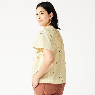 Petite Sonoma Goods For Life® Flutter Short Sleeve Top