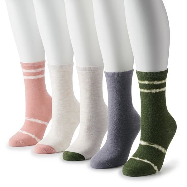 Women's Sonoma Goods For Life® 5-Pack Tonal Tie-Dye Crew Socks