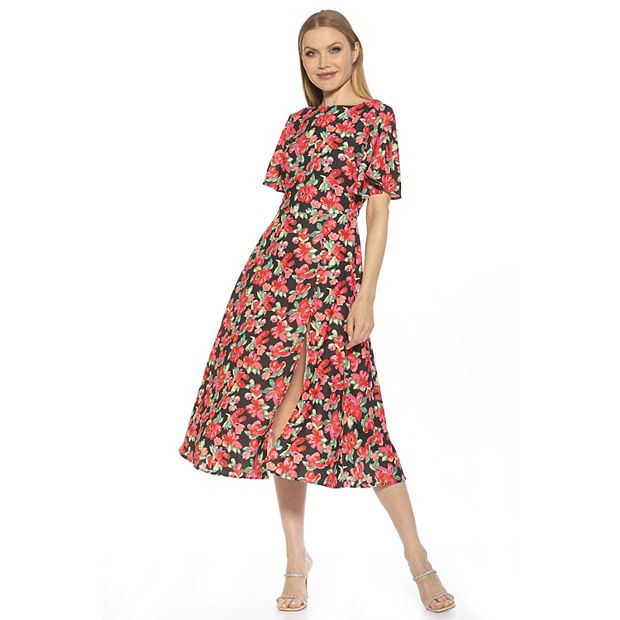 Women's ALEXIA ADMOR Boatneck Flutter Sleeve Fit & Flare Dress