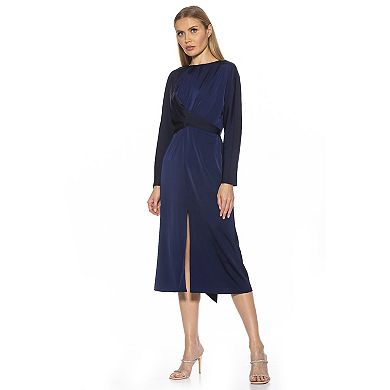 Women's ALEXIA ADMOR Crewneck Draped Midi Dress