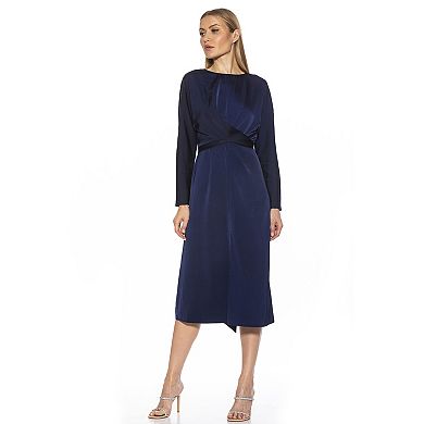 Women's ALEXIA ADMOR Crewneck Draped Midi Dress
