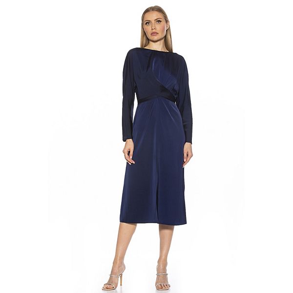 Women's ALEXIA ADMOR Crewneck Draped Midi Dress