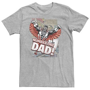 Big & Tall Marvel Avengers The Falcon "Number One Dad!" Comic Panels Tee