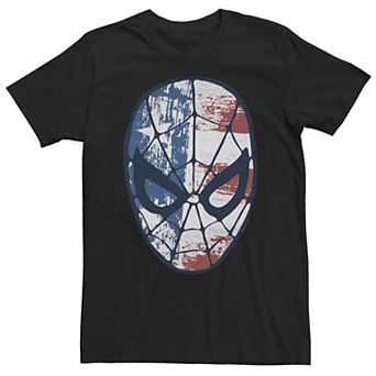 Big & Tall Marvel Spider-Man American Flag Face Vintage Tee