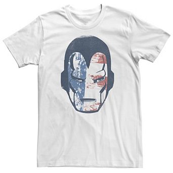 Big & Tall Marvel Iron Man American Flag Face Vintage Tee