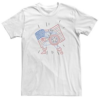 Big & Tall Marvel Captain America Patriotic Line Art Tee
