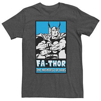 Big & Tall Marvel "Fa-Thor The Mightiest Of Dads" Retro Poster Father's Day Tee