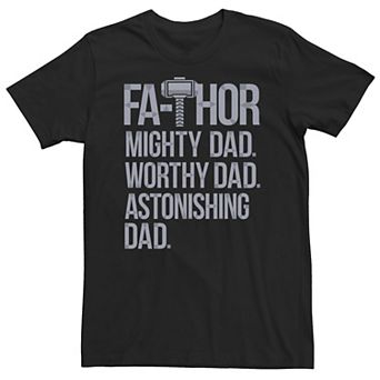 Big & Tall Marvel Fa-Thor Mighty Worthy Astonishing Dad Father's Day Tee