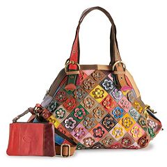 AmeriLeather Qmetal Patchwork Leather Mini Shoulder Bag