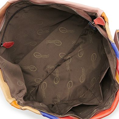 AmeriLeather Simonda Leather Rainbow Tote Bag and Coin Pouch Set