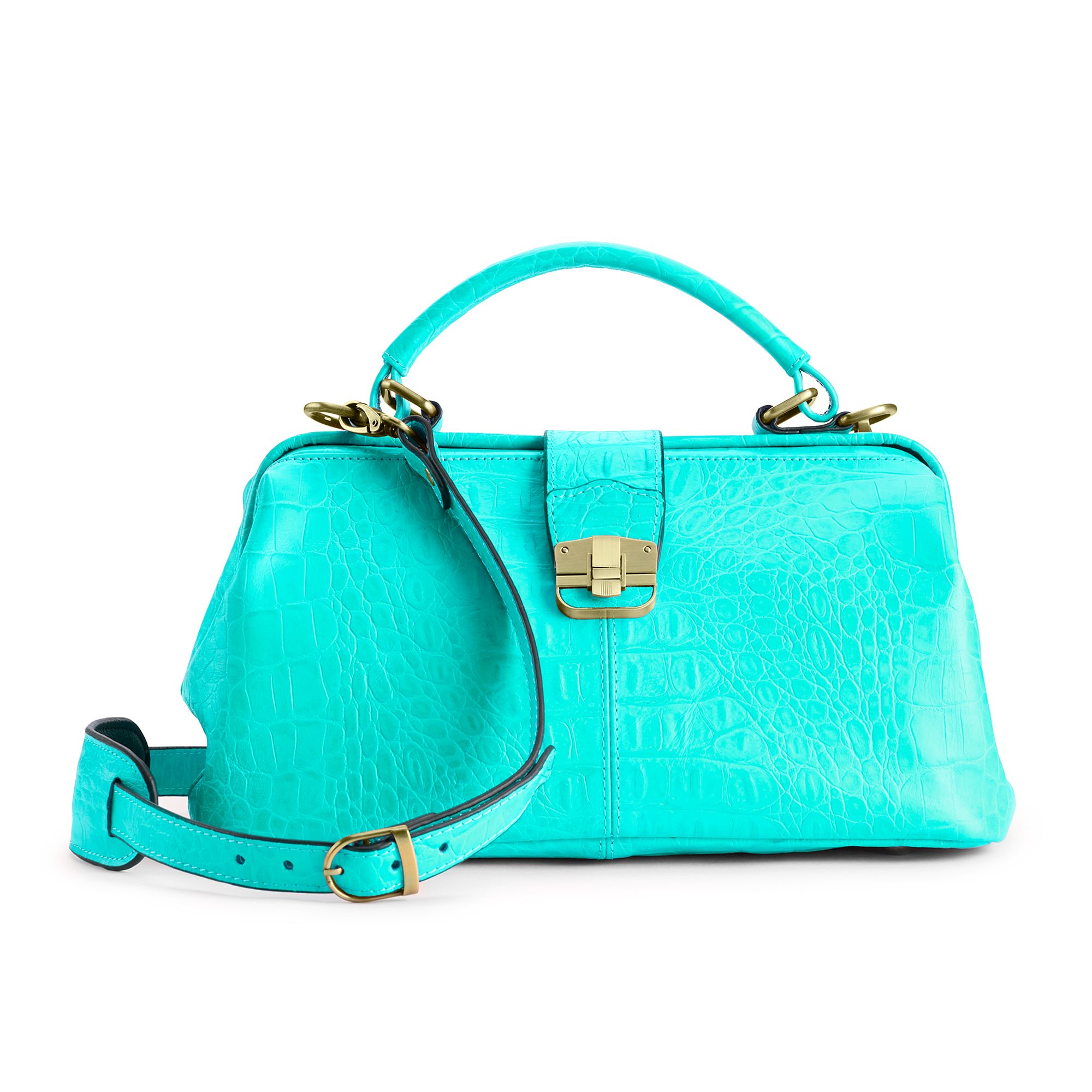 AmeriLeather Hillary Classic Leather Crossbody Bag, Turquoise