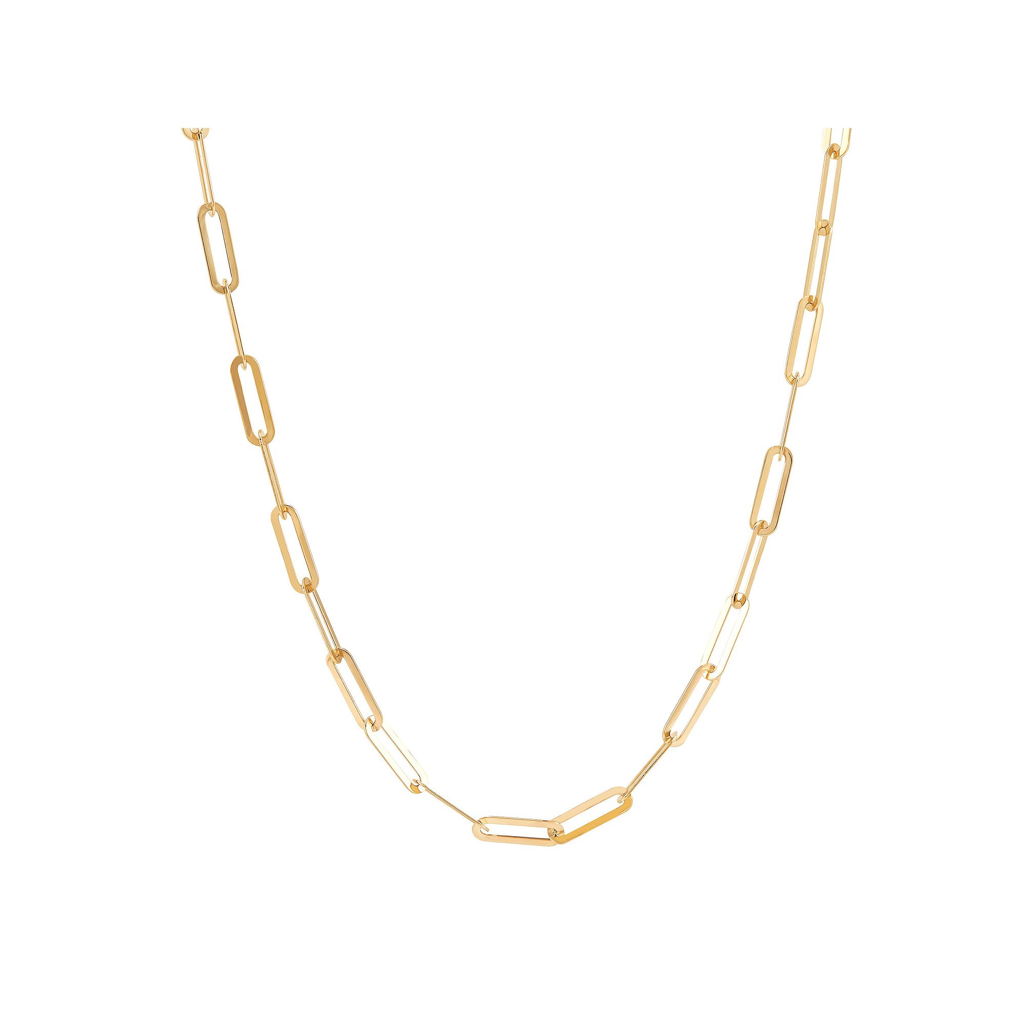 Everlasting Gold 10k Gold Paper Clip Chain Necklace, Womens, Size: 18
