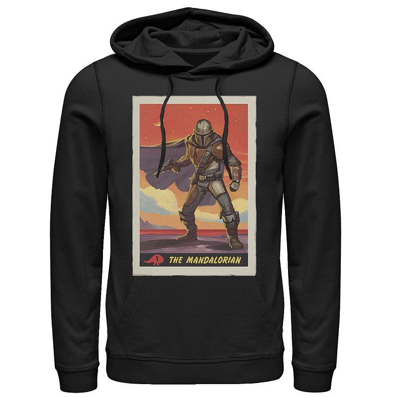Mens Star Wars: The Mandalorian Trading Card Hoodie, Size: Small, Black