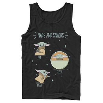 Men's Star Wars: The Mandalorian The Child Naps And Snacks Doodles Tank Top