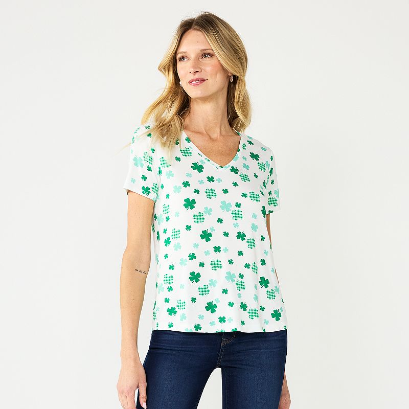 Womens Celebrate Together St. Patricks Day V-Neck Graphic Tee, Size: XS, 