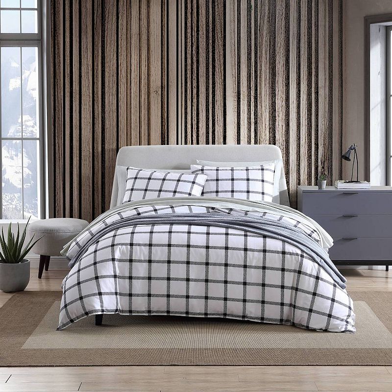 Eddie Bauer Bunkhouse Plaid Duvet Cover Set with Shams, Beig/Green, King