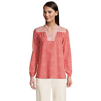 Women's Lands' End Poplin Peasant Top