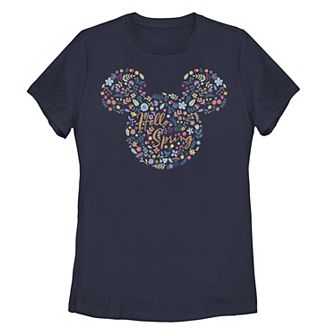 Juniors' Disney's Mickey & Friends Mickey Hello Spring Floral Fill Tee