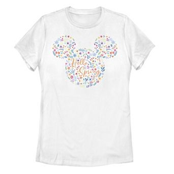 Juniors' Disney's Mickey & Friends Mickey Hello Spring Floral Fill Tee