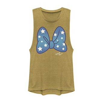 Juniors' Disney's Mickey & Friends Minnie Americana Star Bow Muscle Tank Top
