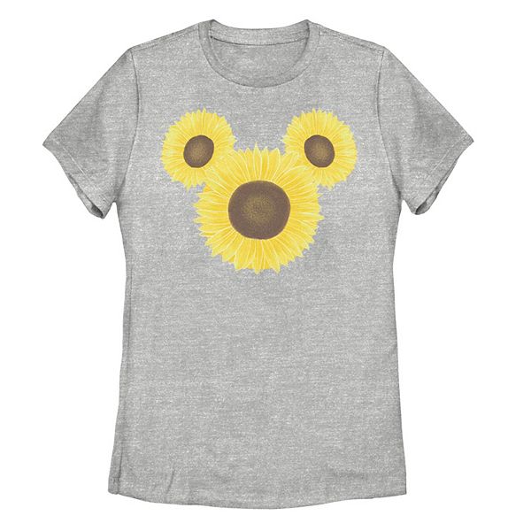 Juniors' Disney's Mickey Mouse Sunflower Logo Tee