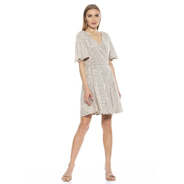 Women's ALEXIA ADMOR Oakless Flutter Sleeve Fit & Flare Dress