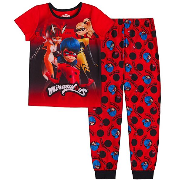 Girls 4 10 Miraculous Ladybug Top Bottoms Pajama Set