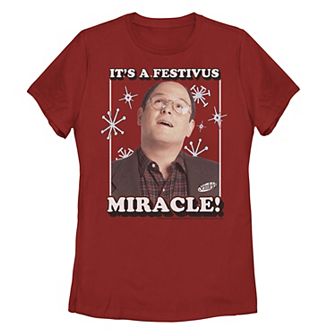 Juniors' Seinfeld George It's A Festivus Miricale Portrait Tee