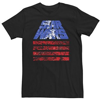 Big & Tall Star Wars Retro Slant Logo Red White & Blue July 4th Tee