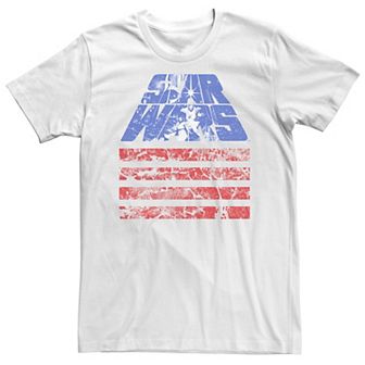 Big & Tall Star Wars Retro Slant Logo Red White & Blue July 4th Tee