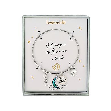 Love This Life "Love You To the Moon & Back" Abalone Inlay Moon & Crystal Shooting Star Bracelet