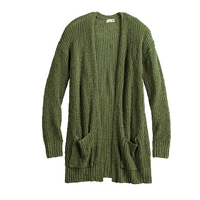Juniors' SO® Open Front Textured Boyfriend Cardigan Sweater