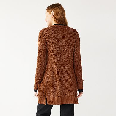 Juniors' SO® Open Front Textured Boyfriend Cardigan Sweater