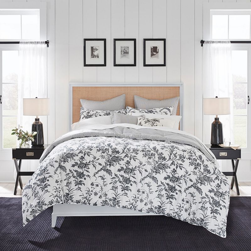 Laura Ashley Amberley Comforter Set with Shams, Grey, Twin