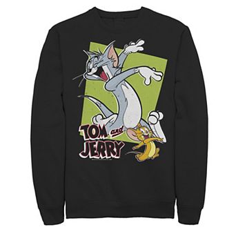 Mens Tom And Jerry Retro Style Green Box Portrait Sweatshirt