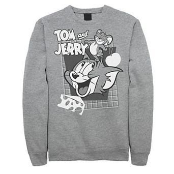 Mens Tom And Jerry Retro Collage Greyscale Portrait Sweatshirt