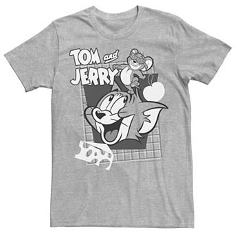 Mens Tom And Jerry Retro Collage Greyscale Portrait Tee