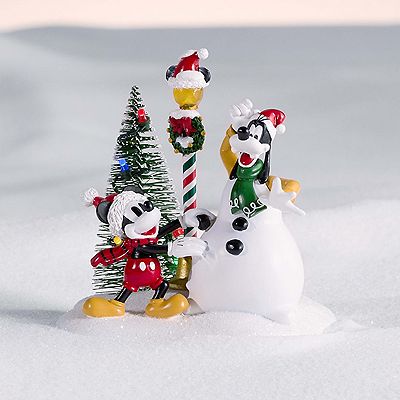 Disney's Mickey Mouse & Goofy LED Snowman Village Accessory Table