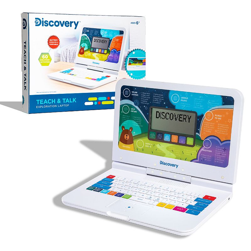 Discovery Mindblown Discovery Kids Teach & Talk Swivel Laptop Educational Toy, White