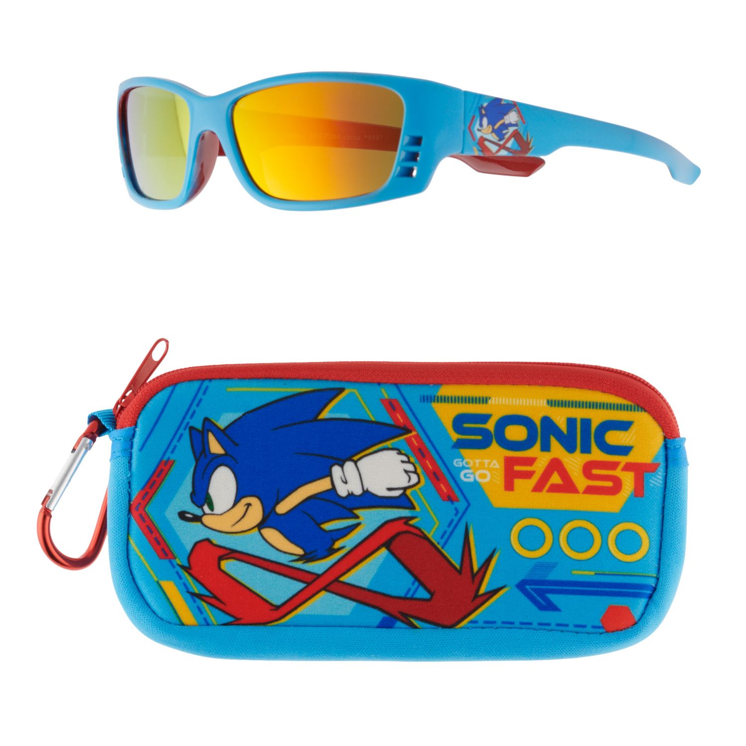 Sonic The Hedgehog Kids Sunglasses With Case - UV Protection Sunglasses For Boys With Carabiner