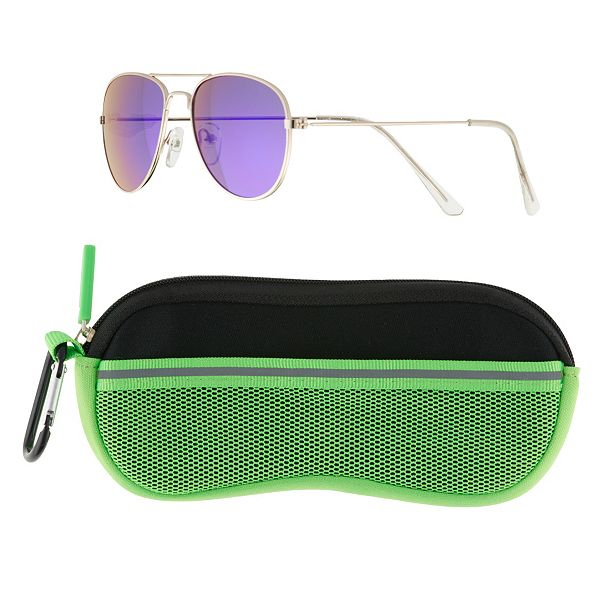 Boys Pan Oceanic Aviator Sunglasses & Case Set