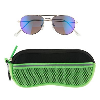 Boys Pan Oceanic Aviator Sunglasses & Case Set