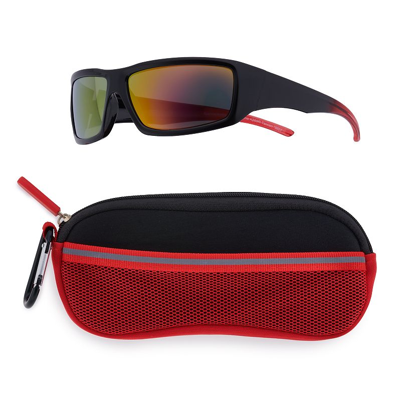 Boys Pan Oceanic Sports Wrap Around Red Lens Sunglasses