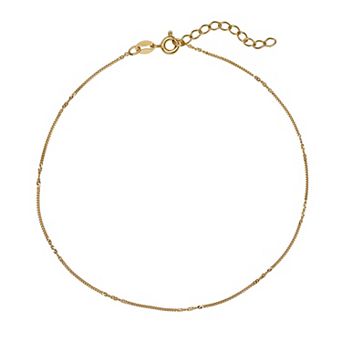PRIMROSE 18k Gold Over Silver Flat Curb Chain Anklet