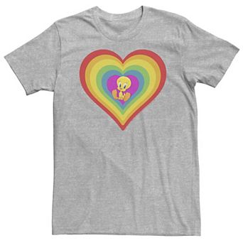 Big & Tall Looney Tunes Pride Tweety Rainbow Heart Tee